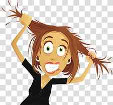 brown-haired woman illustration, Hair Trichotillomania Cartoon , The cartoon illustration grabbed the hair in a hurry transparent background PNG clipart thumbnail