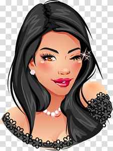 woman with black hair , Illustration, Hand-painted Sexy Girls transparent background PNG clipart thumbnail
