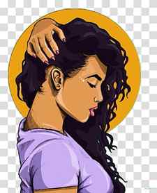 woman fixing hair illustration, Cartoon Drawing Art museum, Black hair woman in profile transparent background PNG clipart thumbnail