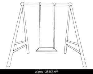 wooden swing cartoon vector and illustration black and white hand drawn sketch style isolated on white background Stock Vector Adobe Stock