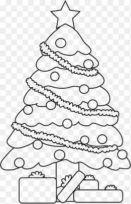 Line art Drawing Christmas tree, christmas tree, white, pencil png thumbnail
