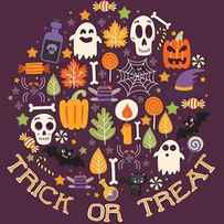 Retro Trick Or Treat Halloween Pattern Collage by Little Bunny Sunshine