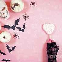 Modern pink Halloween theme flatly background. by Milleflore Images