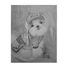 Pencil Sketch of Cute Puppy Art Print by Purushotama Anil Kumar