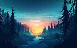 2880x1800 Flat Landscape, Minimalism, Trees, Sunset, sunset river HD wallpaper